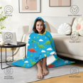 thumbnail image 4 of Wearable Blanket,Blue Dinosaurs Clouds Pattern Hooded Wearable Flannel Blanket for Adults & Teens,Winter Poncho Shawl Wrap Cape Cozy Anti-Pill,50"x60", 4 of 5