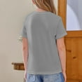 thumbnail image 3 of Inglocry Girls Short Sleeve T Shirts Kids Summer Tops Crewneck Basic Graphic Tees Cute Tops For Teens 5-14 Years Light Gray 3-4Y, 3 of 4