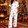 thumbnail image 2 of JAJAHO Women's Christmas Pajamas Candy Cane Print Button Down Short Sleeve 2 Piece Loungewear Sets With Pants, 2 of 7