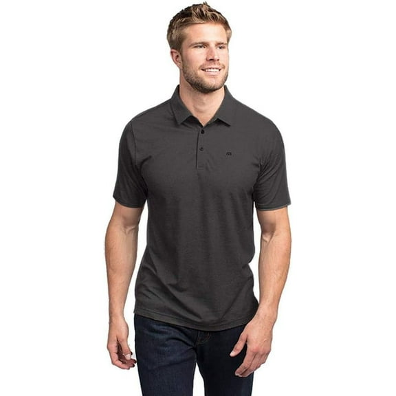 TravisMathew Men's Classy Polo Small Heather Black