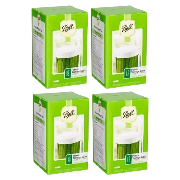Ball Wide Mouth Plastic Caps Lids White Reusable For Glass Preserve