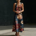 thumbnail image 5 of Summer Maxi Dresses for Womens Linen V Neck Sleeveless Beach Sundress Button Casual Loose Long Tank Dress with Pockets, 5 of 7