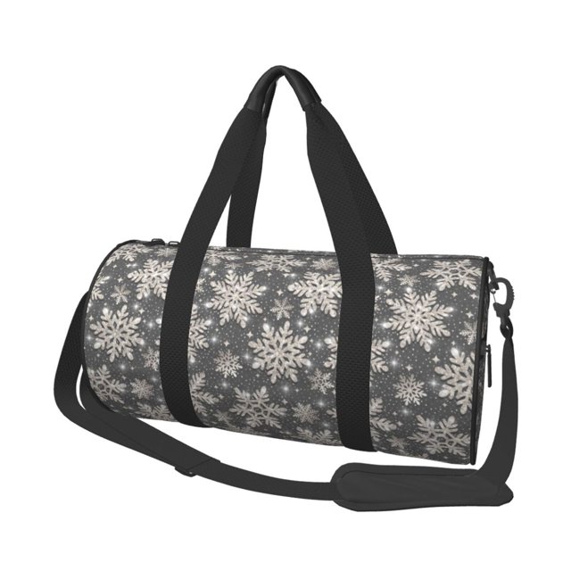 Fotbe Sparkling Snowflakes Bolsa Deportiva de Lona Plegable con Estampado, Bolsa de Gimnasio con Bolsillo Seco/Húmedo, Bolsa de Viaje Ultraligera de Gran Capacidad