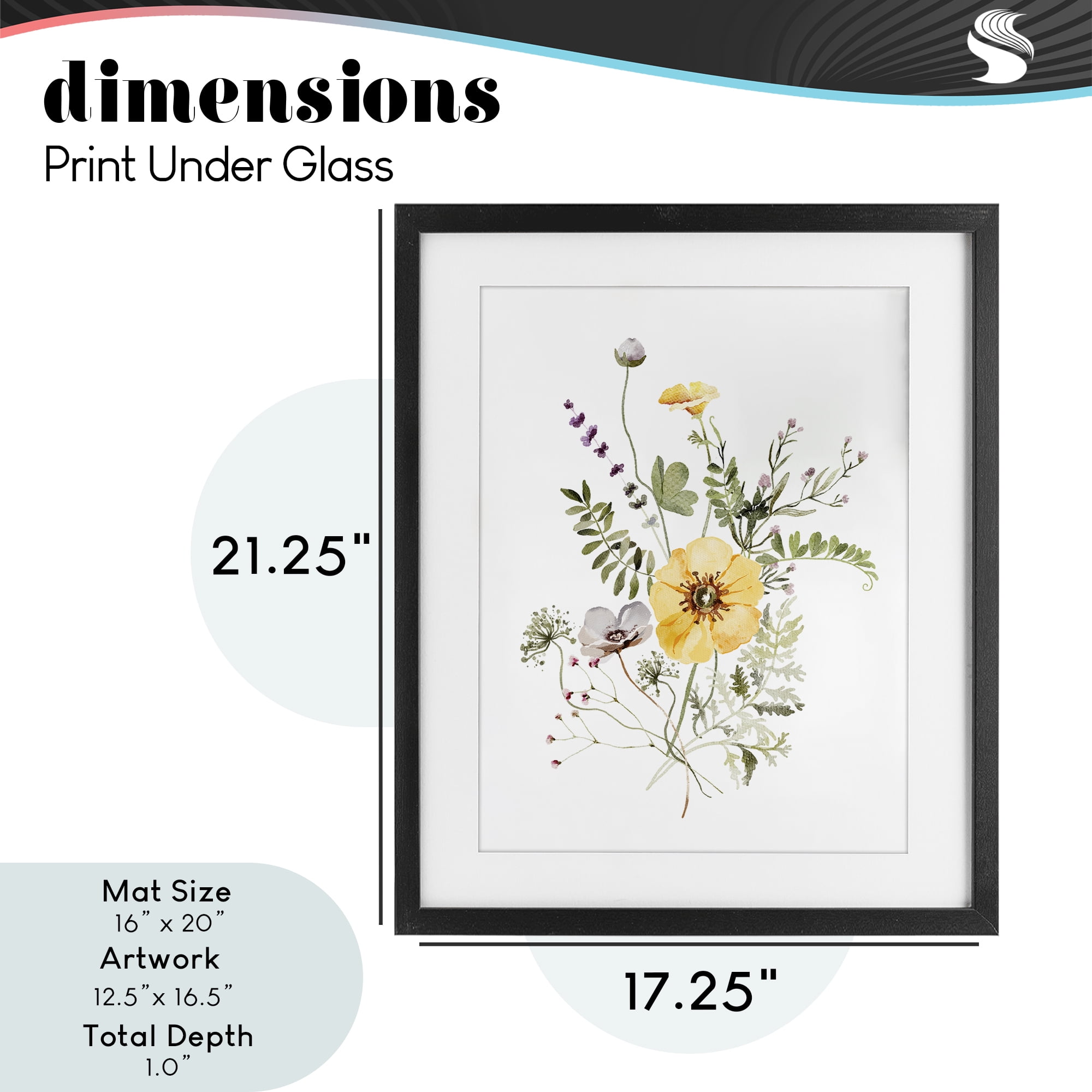 Gardening Herb Blooms Black Framed Print Under Glass, design by Lettered and Lined