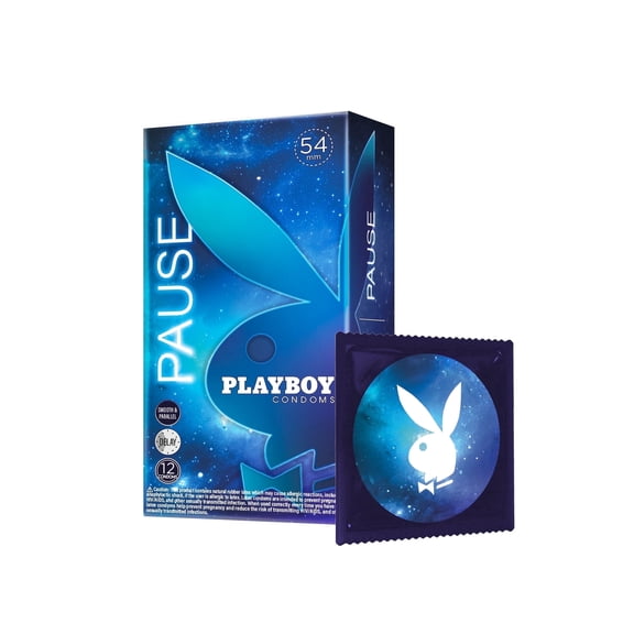 PLAYBOY PAUSE Condoms – Delay Condoms for Longer Lasting Performance, Premium Lubricated Latex, Triple Tested Protection, 12 Count