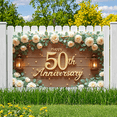 thumbnail image 2 of Elegant Design Happy 50th Anniversary Floral Wooden Banner for Milestone Celebration Wedding Party, 2 of 9