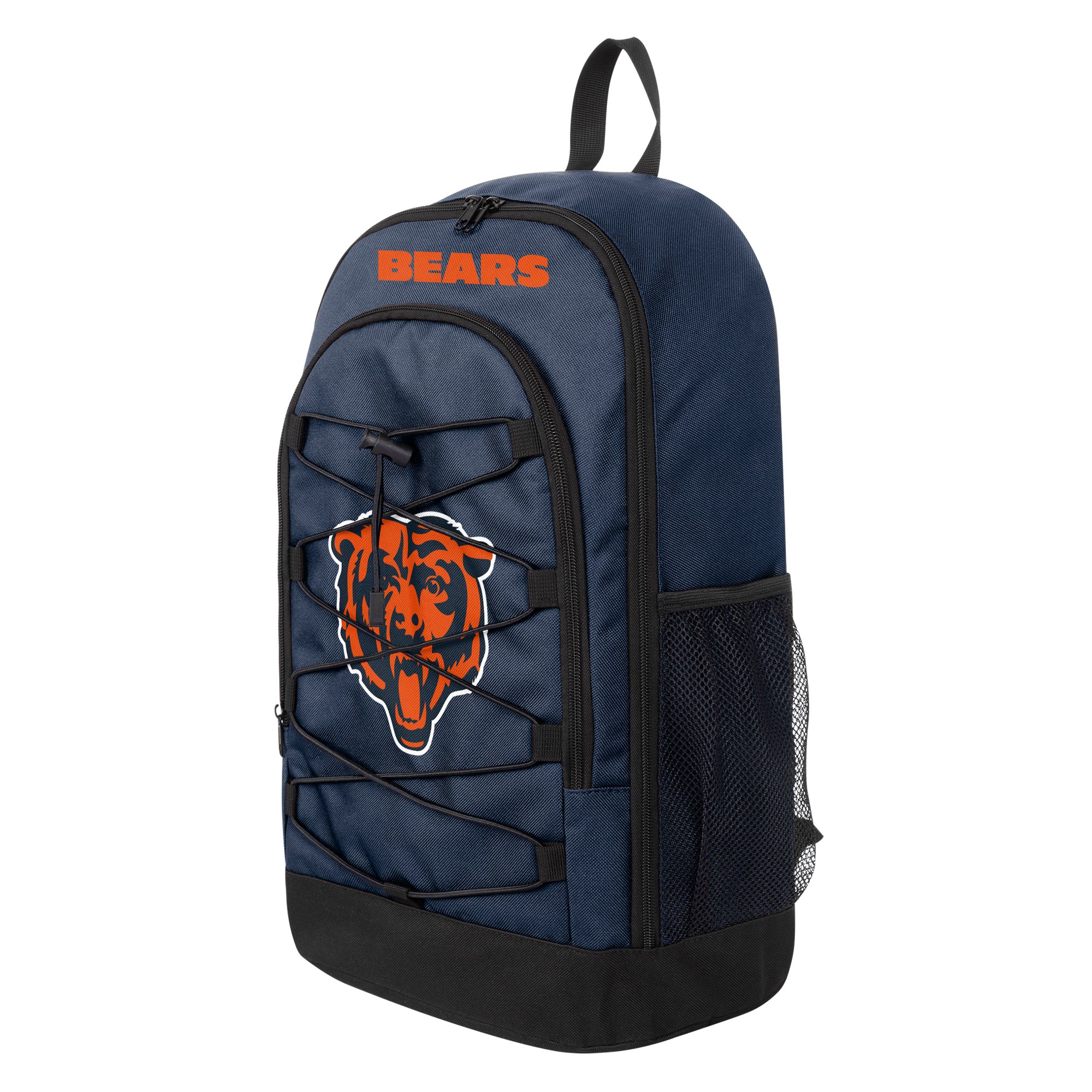 FOCO Chicago Bears 6 Pocket Bungee Backpack – Breathable Padded Back Panel  Book Bag – Holds Water Bottles, Books,Umbrella, Laptop, Tablet, Notebooks