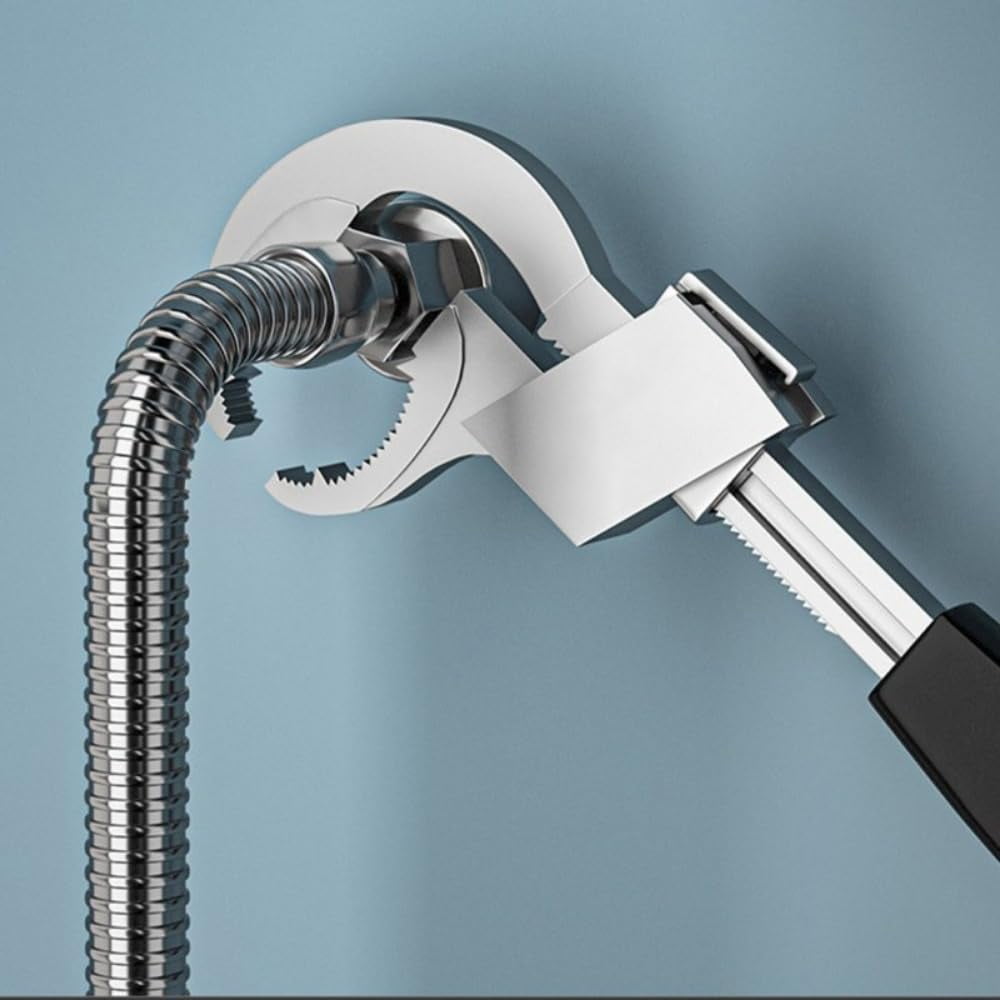 Universal Double Headed Bathroom Wrench With 3 Slotted Accessories 80mm Open-end Multi-functional Adjustable Wrench Hand Tool For Troubleshooting Faucets