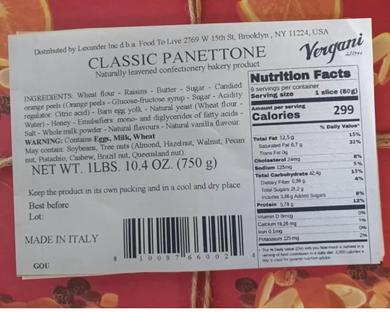 Vergani Classic Panettone , Pack of 2 - Artisan Holiday Bread, Festive Dessert, Premium Gift, Traditional Baked Loaf - 750g (1.65 lb) x2
