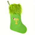 thumbnail image 1 of Classic Green Knitted Christmas Stockings with Lettering, 18-inch Festive Hanging Socks for Home Fireplace Decor, Polyester, No Feathers, for Christmas, Halloween, Thanksgiving, Fall, Summer - 1pc, 1 of 8