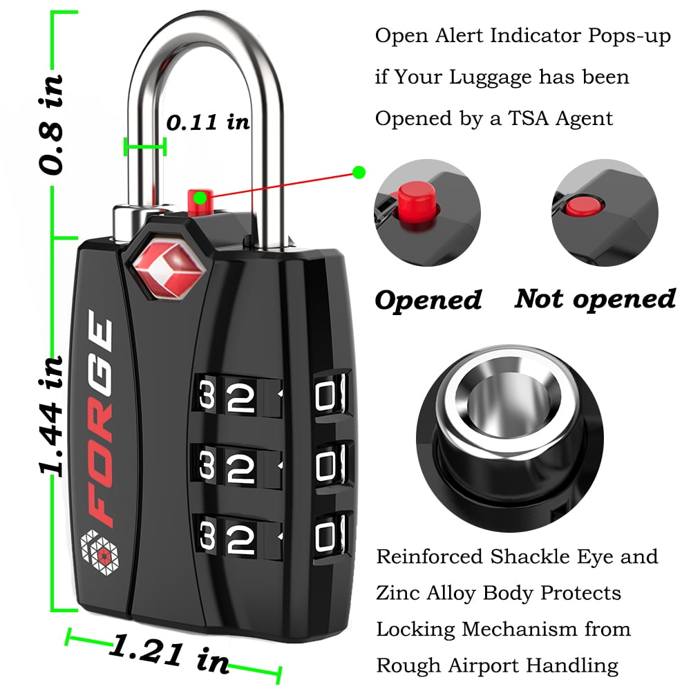 Forge New Forge Tsa Approved Luggage Locks 4 Pack Lifetime Warranty Easy Read Dials Open Alert Indicator Alloy Body Walmart Com Walmart Com