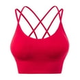 thumbnail image 4 of Curenmufel Sports Bra High Support Womens Seamless Ribbed Longline High Neck Sports Bra - Racerback Padded Slim Fit Crop Tank Top with Built in Pads (Red,XXL), 4 of 4