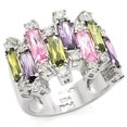 thumbnail image 1 of Women Rhodium 925 Sterling Silver Ring with AAA Grade CZ in Multi Color - Size 6, 1 of 1