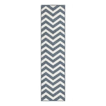 Unique Loom Outdoor Coastal Collection Area Rug - Dalgalar (2' x 8' Runner Navy Blue/Ivory)