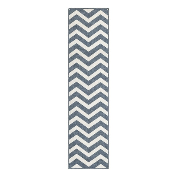 Unique Loom Outdoor Coastal Collection Area Rug - Dalgalar (2' x 8' Runner Navy Blue/Ivory)