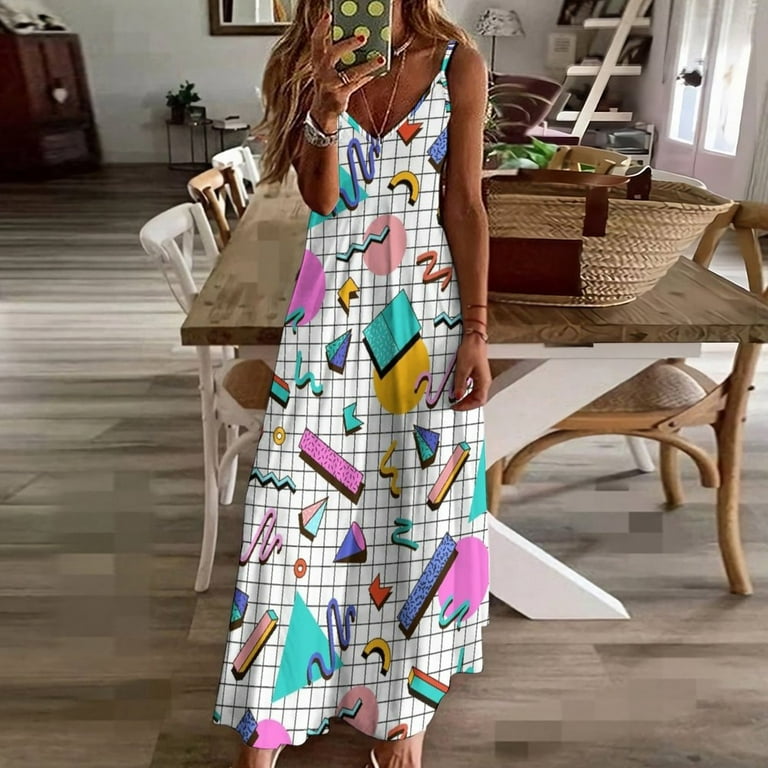 Funky 80s eighties Memphis Pattern Design Sleeveless Dress women s summer clothing 2024 summer dresses ladies 2024
