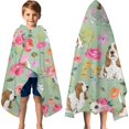 thumbnail image 3 of Basset Hound and Pioneer Flower Hooded Bath Towel，60"x35" for Ages 3 To 12 Kids, Quick Dry Lightweight Soft Microfiber Hood Beach Towel Cover Up for Kids, 3 of 7