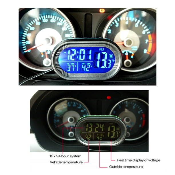 12V voiture thermomètre numérique Voltmètre horloge alarme