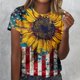 thumbnail image 1 of Fiudx Ofertas Del Día Top/Camisa de Cuello Redondo de Manga Corta con Cuello Redondo Estampado para Mujer, 1 of 5