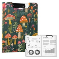 FORMRS A4 Clipboard Folder with Pen Holder Horizontal Foldable School Office Binder, Orange Mushroom