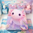 thumbnail image 5 of Manfei Purple Axolotl Queen Sheets,Colorful Salamander Queen Sheet Sets,4pcs,1 Flat Sheet,1 Fitted Sheet and 2 Pillowcases, 5 of 6