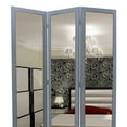 thumbnail image 2 of 3 Panel Wooden Foldable Mirror Encasing Room Divider,Light Gray and Silver- Saltoro Sherpi, 2 of 5