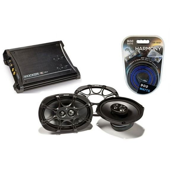 HA-A400.4 4-Ch 800W Sub Amp, Kicker 46CSC6934 6x9" Speakers & 8G Amp Kit
