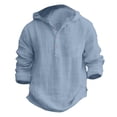 thumbnail image 4 of KAUOD Boys Linen Shirt Hoodie Half Button Henley Long Sleeve Dress Shirts Teens Summer Casual Beach T Shirts Lightweight Hooded Tee, 4 of 4