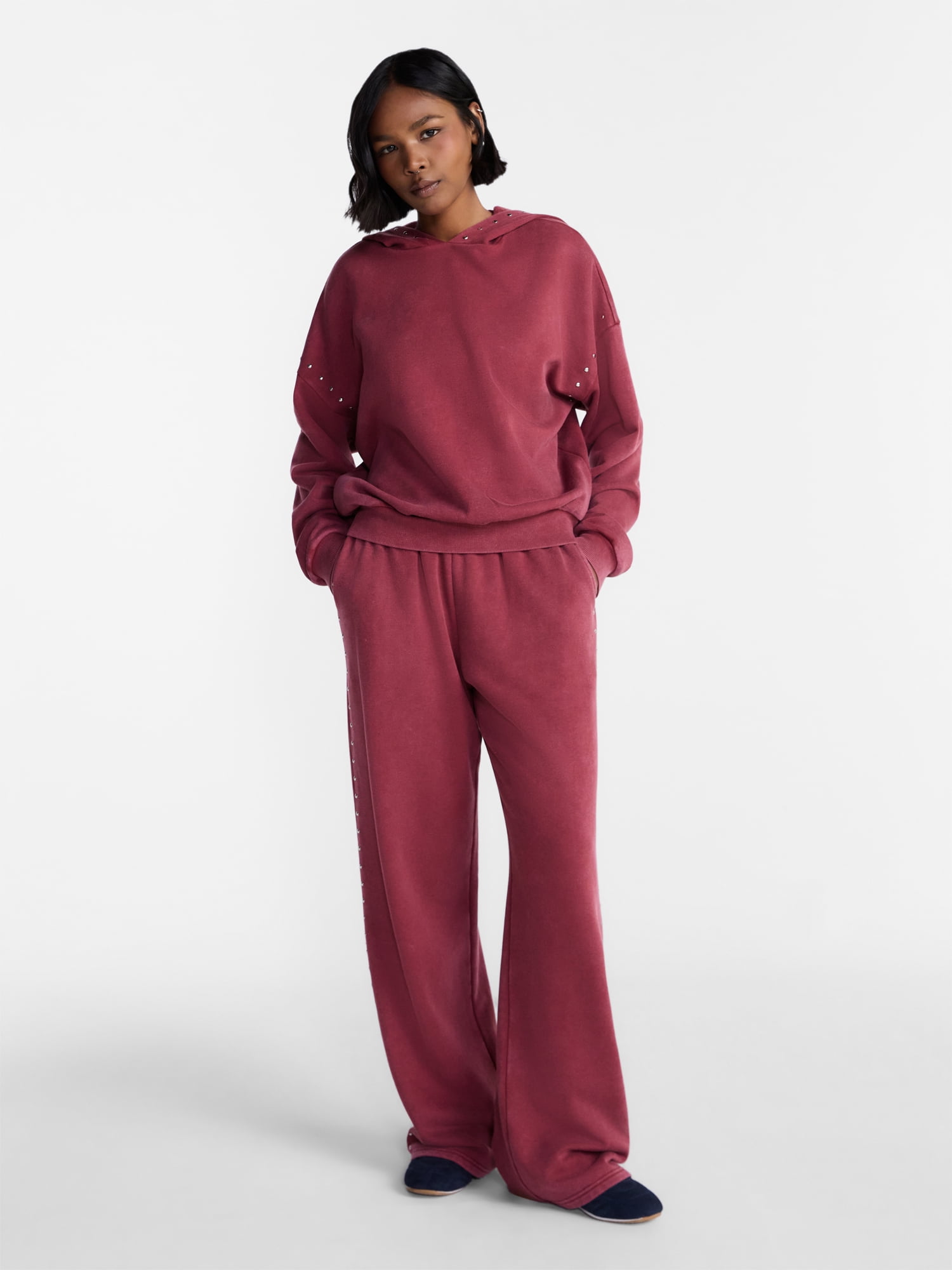 No Boundaries Mineral Wash Studded Sweatpants, 31" Inseam, Women's XXS-XXL