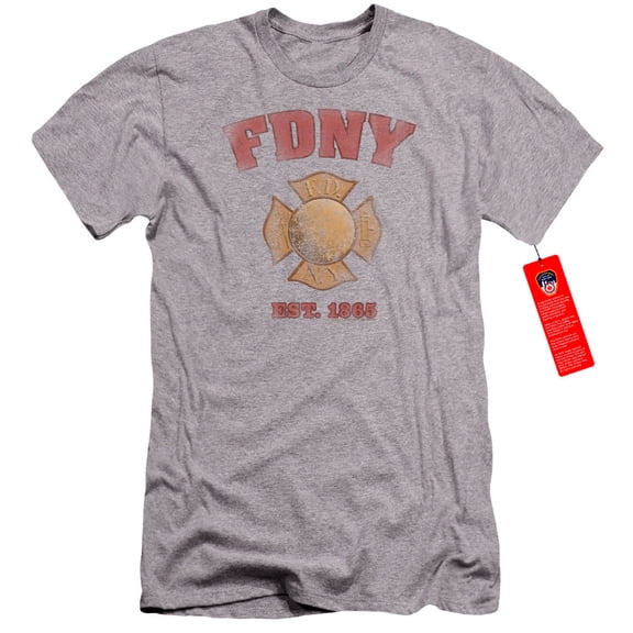 New York City Fdny Vintage Badge Premium Adult 30/1 T-Shirt Athletic Heather