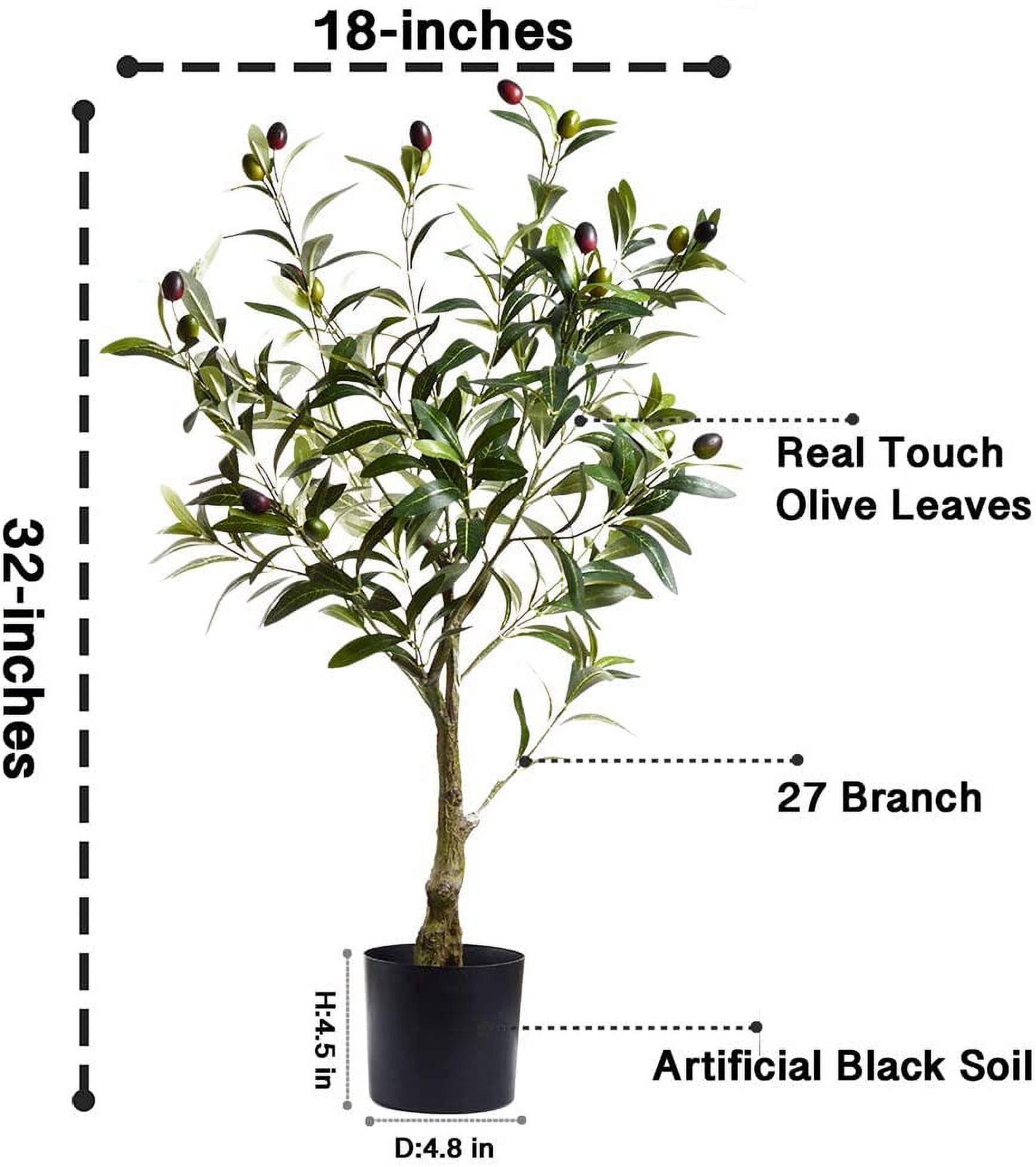 Artificial Olive Tree Plants 32 Inch Fake Olive Branch Leaves Topiary Silk Tree Faux Plant Decor