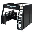 thumbnail image 6 of Mirightone Gaming Loft Bed with Desk and RGB Light, Full Size Wood Loft Bed Frame with Storage Shelve and RGB Light, Table with adjustable placement. Cloud Blue, 6 of 7