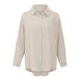 thumbnail image 2 of XFHLMJFF Women's Dress Solid Color Fashion Cotton Linen Pocket Beach Shirt Leisure Sundress, 2 of 8