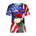 thumbnail image 4 of HEILAU 4th of July Shirts for Women Independence Day American Flag Graphic Tees Crew Neck Floral Print Casual T Shirt Patriotic T Shirts, 4 of 4