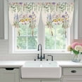 thumbnail image 4 of Spring Floral Pig Tie Up Curtains for Windows, Adjustable Balloon Window Shades, Weeping Flowers Leaves Farmhouse Rustic Kitchen Window Treatments Farmhouse Short Curtains with Rod Pocket 42"x45", 4 of 8