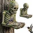 thumbnail image 4 of Resin Waterproof Tree-Hanging Outdoor Sculpture Bird Feeder, Skull Shape, with Hidden Keyhole Hook, Backyard Garden Art Decoration, Suitable for Outdoor Backyard, Terrace and Porch (Skeleton Man), 4 of 9