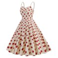 thumbnail image 4 of Lolmot Women Vintage Plaid Polka Dot 1950s Rockabilly Halter Audrey Hepburn Dress Retro Classic Pleated Swing Dress Evening Party Cocktail Dress, 4 of 4