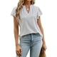 thumbnail image 1 of Camiseta de manga corta con volantes para mujer, cuello en V, puntos ahuecados, tipo suelto, Top informal de verano blanco XL, 1 of 6