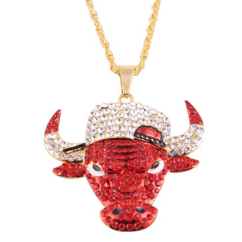 Shiyao Shiyao Hip Hop Red Rhinestone Bling Big Bull Head Pendants Necklace For Men Rapper Jewelry With 50cm Rope Chain Walmart Com Walmart Com