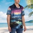 thumbnail image 3 of Disketp Fantasy Landscape Starry Night Hawaiian Shirts for Men,Mens Casual Short Sleeve Button Down Shirts Beach Shirt,3X-Large, 3 of 7
