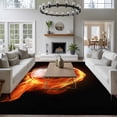 thumbnail image 3 of 5'x8' Area Rugs, Billiards Indoor Outdoor Area Rug for Living Room Bedroom, Modern Buruning Flame Sport Black Background Washable Bathroom Rugs Kitchen Floor Carpet Mats Home Decor Aesthetic, 3 of 8