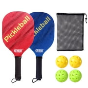 GSE Games & Sports Expert Hardwood Pickleball Paddle Set, Lightweight Pickleball Rackets with Pickleball and Carry Bag. Great for School, Community Center, Athletic Club - 2 Paddles / 4 Balls