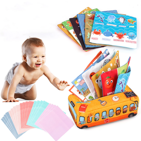 Soft Montessori Magic Tissue Box Toy For Baby 6 to 12 Months High Contrast Crinkle Paper Sensory Silk Scarves Toys for 1 Year Old Boys Girls Kids Early Learning Gifts