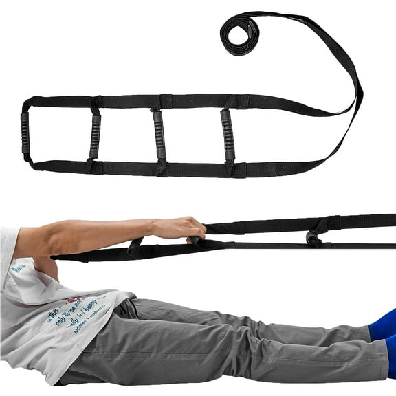 GOGHOST Bed Rail Rope Ladder Pull Up Straps Bed Handle Bedside Lift Assist Elderly Sit Ups Helper Assistance Products (Black 4 Hand Grips)