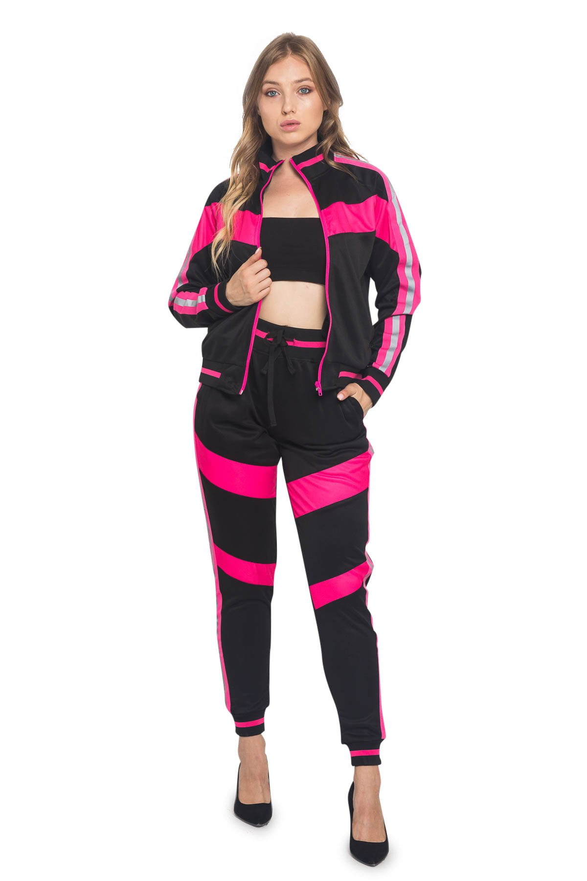 Victorious Women's Tiger Print Sweatshirt Sports Jogging Track Suit Set    VL211 
