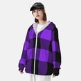 thumbnail image 5 of Balery Purple Buffalo Plaid Men's Women's UPF 50+ Sun Protection Lightweight Hoodie Performance Long Sleeve Shirt for Fishing Running-Large, 5 of 9