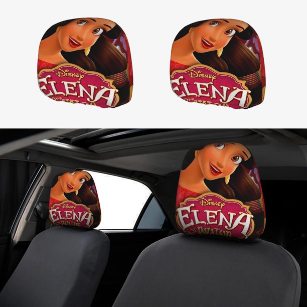 Princesa Elena de Avalor Funda Protectora Universal para Reposacabezas de Coche, Funda Elástica para Reposacabezas de Asiento de Auto, Funda de Tela Antipolvo, Accesorios de Interior 2 Piezas