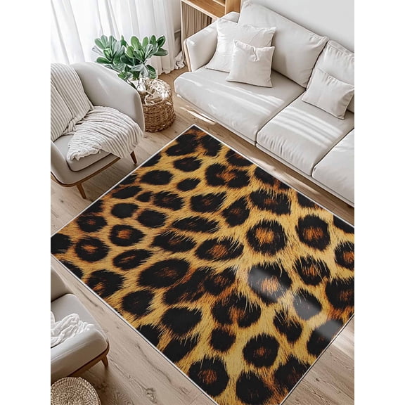 Fashion Wild Animal Area Rug for Bedroom 3x5 Ft Retro Brown Leopard Print Super Soft fuzzy Throw Rug Non-Slip Fluffy Plush Indoor Floor Carpet for Living Room Nursery Home Decor