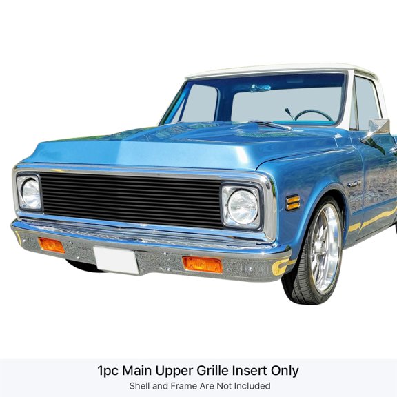 1969-1972 Chevy Blazer /1969-1972 Chevy C/K Pickup /1969-1972 Chevy Suburban Stainless Steel Black Powder Coated Finish 8X6 Horizontal Billet Black Stainless Steel Billet Grille