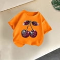 thumbnail image 3 of Landzoo Toddler Boys Girls T-Shirt Cherry Pattern Print Short Sleeve Crew Neck Tops Summer Casual Girls Tees Size 12-14 Years Orange, 3 of 4